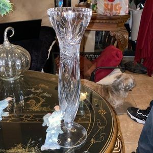 Vintage BOHEMIA CRYSTAL-CRYSTALEX Hand- Cut Original Czech Crystal Vase 11.5”